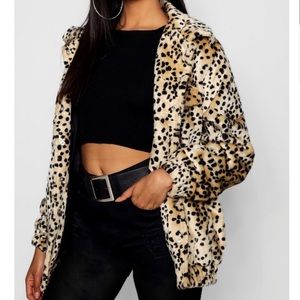 Faux fur leopard jacket